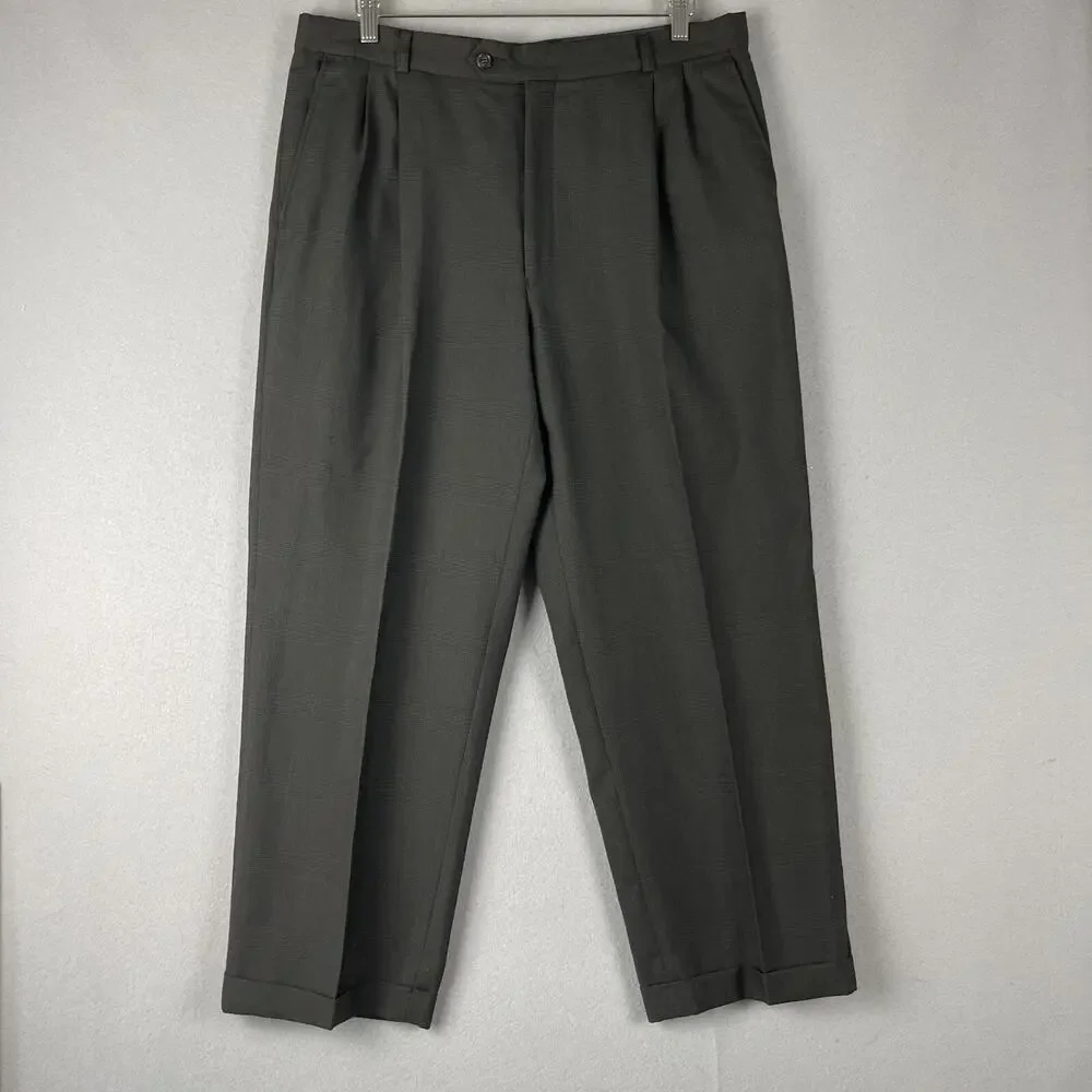 Kilburne and Finch Mens 2 Piece Suit Blazer‎ 43R Brown Gray Plaid Pants 34x28
